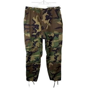 Military Issue Woodland Camo Cargo Pants Sz Large Long Button Fly Utility 36x34